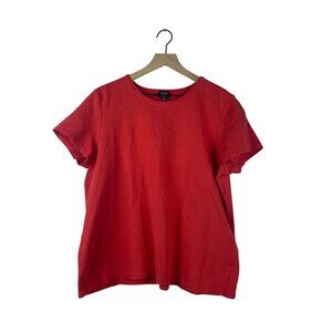Eileen Fisher 100% Cotton Short Sleeve T-Shirt Women's 1X Red Crew Neck
